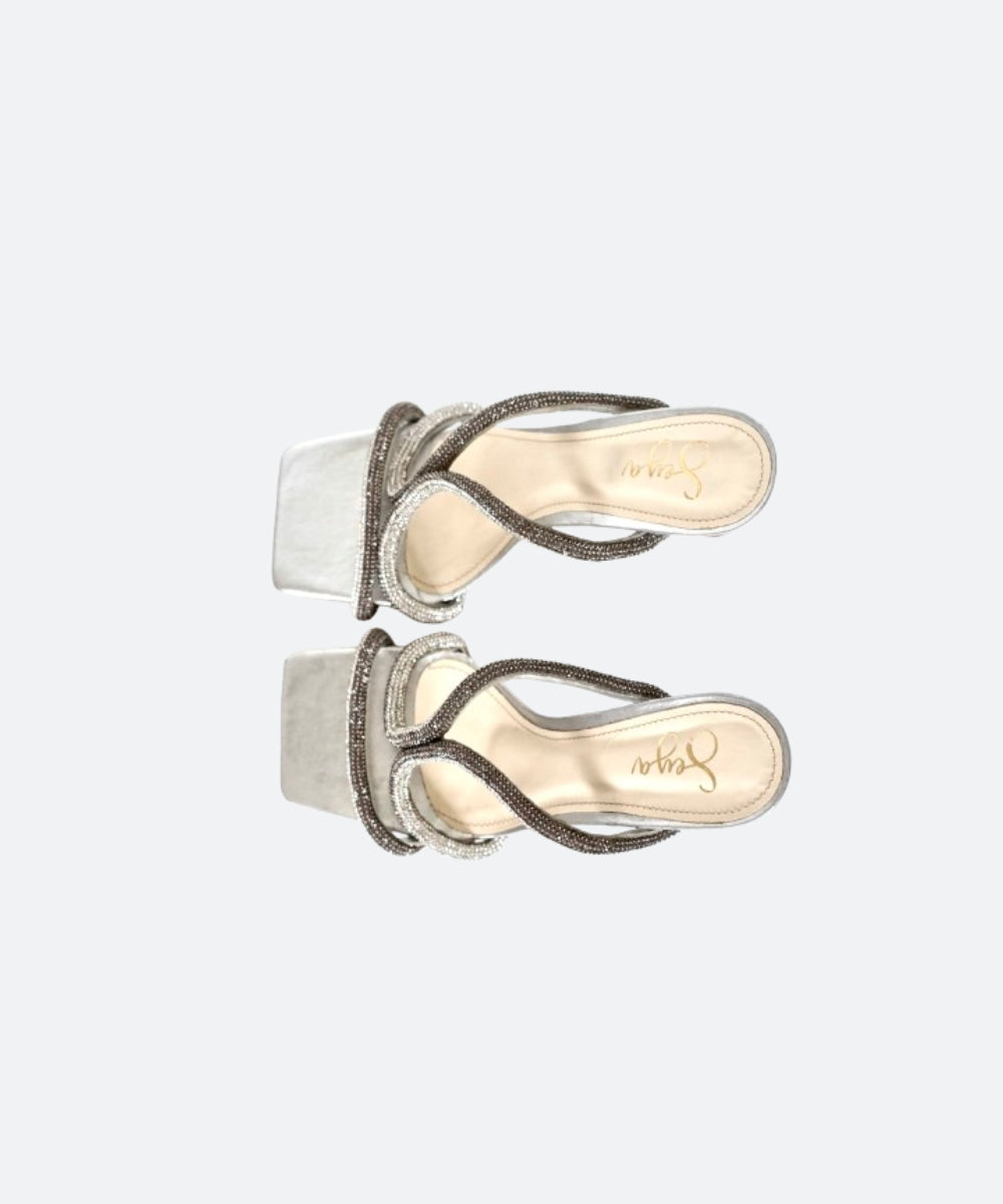 Silver Block High-Heel Sandals