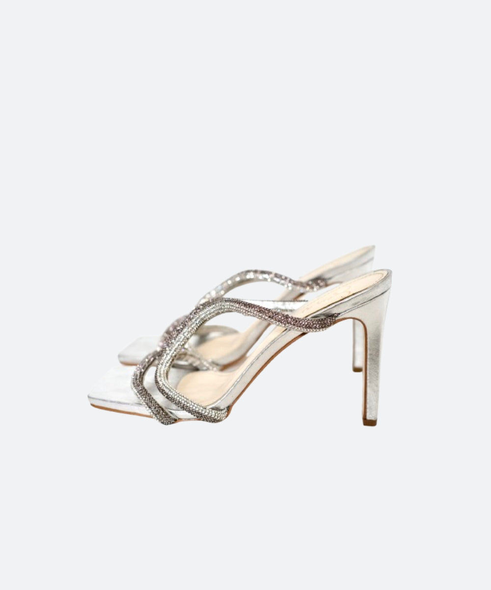 Silver Block High-Heel Sandals